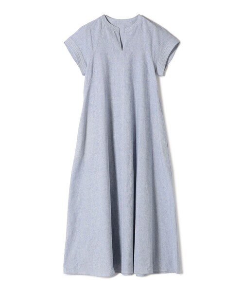 シップス（SHIPS）/〈接触冷感・手洗い可能〉麻混 シャンブレー フレア ワンピース セール】〈接触冷感・手洗い可能〉麻混 シャンブレー フレア