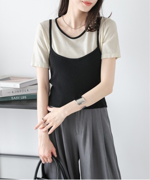 AMELY(エミリー)の「サマーニットTシャツ&ビスチェセット(アンサンブル・レディース・グレー/ブルー/ホワイト/ピンク・フリー)」の12枚目の写真