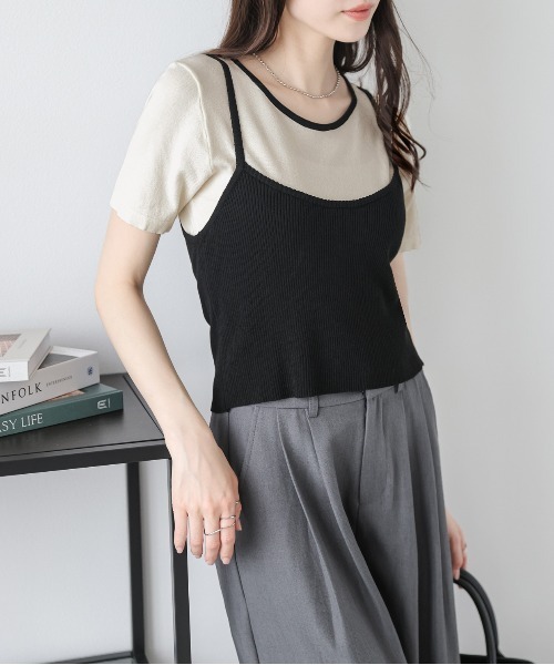 AMELY(エミリー)の「サマーニットTシャツ&ビスチェセット(アンサンブル・レディース・グレー/ブルー/ホワイト/ピンク・フリー)」の13枚目の写真