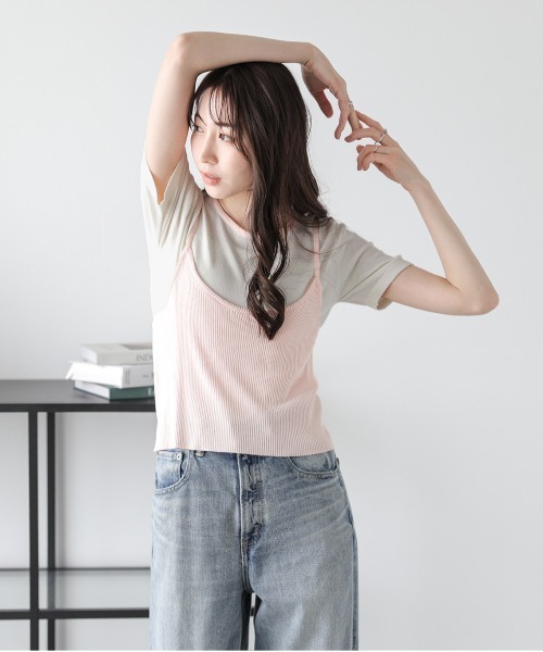 AMELY(エミリー)の「サマーニットTシャツ&ビスチェセット(アンサンブル・レディース・グレー/ブルー/ホワイト/ピンク・フリー)」の20枚目の写真