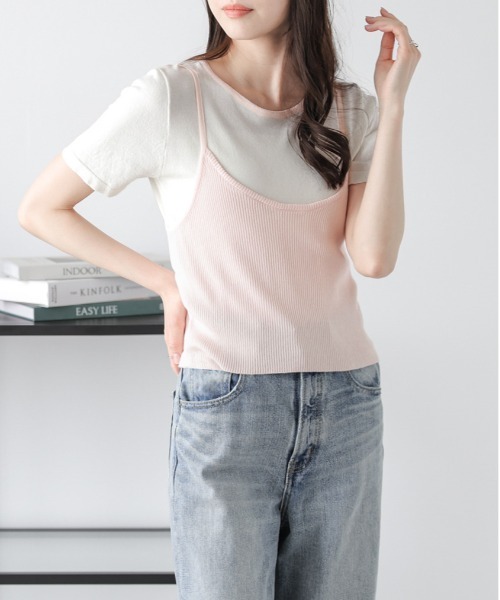 AMELY(エミリー)の「サマーニットTシャツ&ビスチェセット(アンサンブル・レディース・グレー/ブルー/ホワイト/ピンク・フリー)」の22枚目の写真