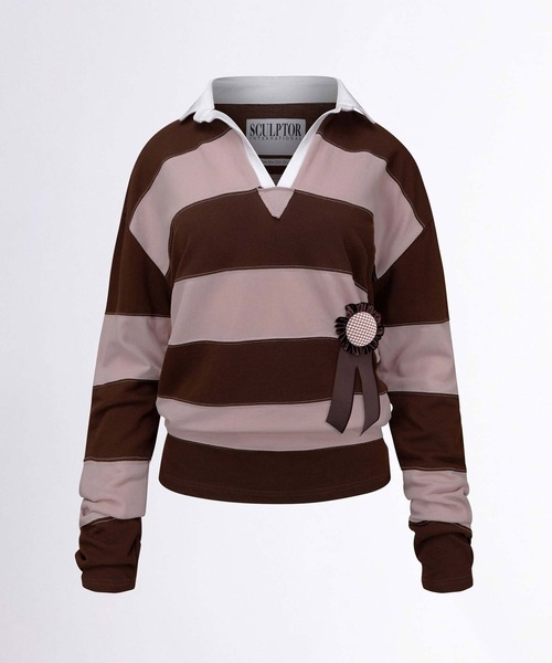 【SCULPTOR】韓国人気★(S,M,L) Rugby Striped Polo Jersey セール】Rugby Striped Polo Jersey(ポロシャツ)|SCULPTOR