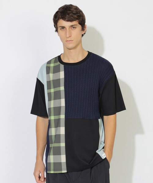 CB CRESTBRIDGE(シービークレストブリッジ)の「ブロッキングニットコンビT(Tシャツ/カットソー・レディース・ネイビー/ブラック・1/2/3)」の2枚目の写真