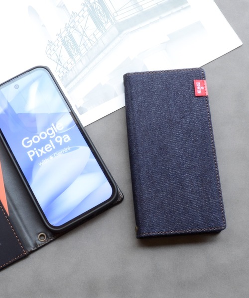 Google Pixel 9a エドウィン [手帳ケース/タグデニム] グーグル