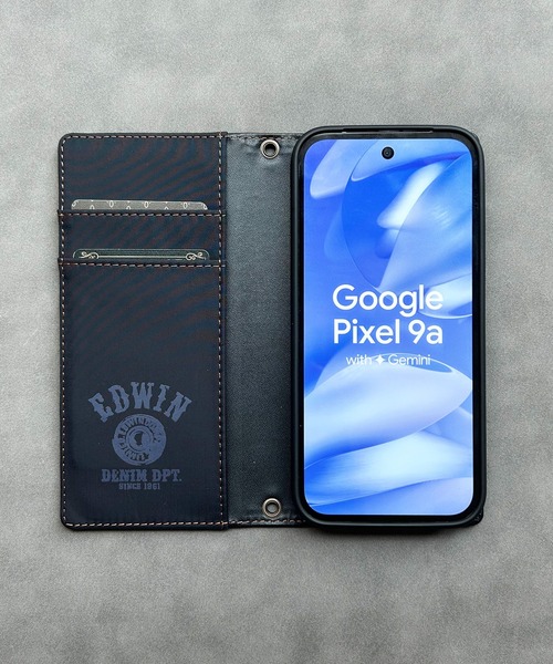 Google Pixel 9a エドウィン [手帳ケース/タグデニム] グーグル