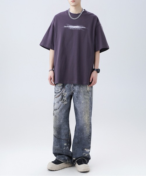 JOHNNY WOLF(ジョニーウルフ)の「CRUX オーバーサイズ グラフィティロゴ Tシャツ(Tシャツ/カットソー・メンズ・ブラック/パープル/ホワイト・S/M/L/XL)」の6枚目の写真