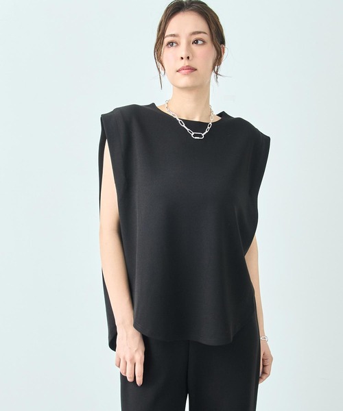 ANAP（アナップ）の「カット ジョーゼット ノースリーブ & パンツ セットアップ（セットアップ・レディース・ブラック/ベージュ・FREE）」の4枚目の写真