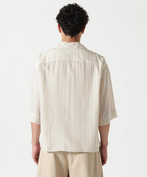Toironier(トワロニエ)の「Toironier/トワロニエ/Open-Collar Shirt(シャツ/ブラウス・メンズ・ベージュ/チャコールグレー・F)」の7枚目の写真