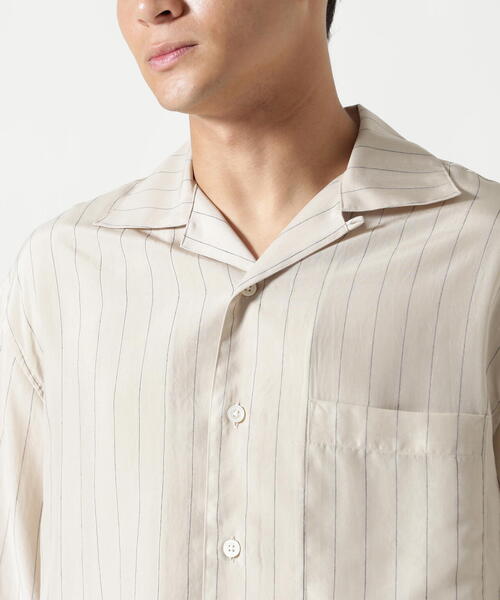 Toironier(トワロニエ)の「Toironier/トワロニエ/Open-Collar Shirt(シャツ/ブラウス・メンズ・ベージュ/チャコールグレー・F)」の8枚目の写真