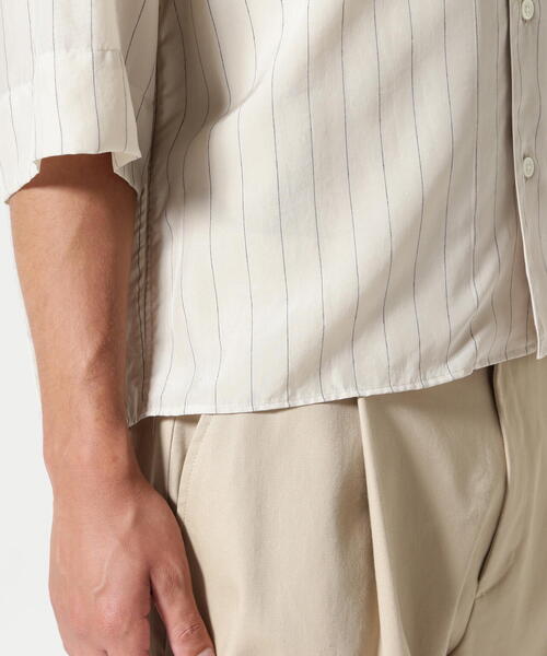 Toironier(トワロニエ)の「Toironier/トワロニエ/Open-Collar Shirt(シャツ/ブラウス・メンズ・ベージュ/チャコールグレー・F)」の10枚目の写真