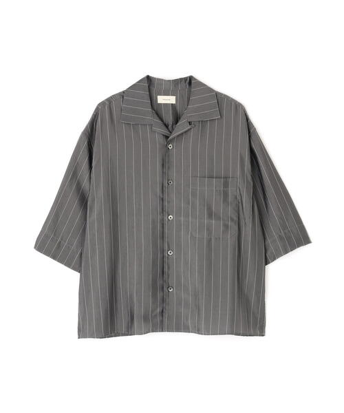 Toironier(トワロニエ)の「Toironier/トワロニエ/Open-Collar Shirt(シャツ/ブラウス・メンズ・ベージュ/チャコールグレー・F)」の13枚目の写真