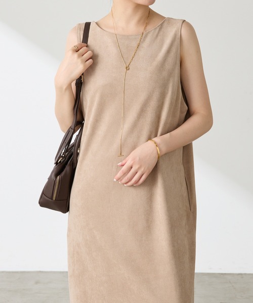 COLLAGE GALLARDAGALANTE（コラージュガリャルダガランテ）の「【OT】スエードライクジャンスカ（ワンピース・レディース・グレイッシュベージュ/ブルー・FREE）」の4枚目の写真