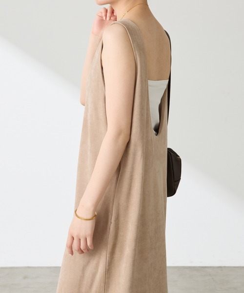 COLLAGE GALLARDAGALANTE（コラージュガリャルダガランテ）の「【OT】スエードライクジャンスカ（ワンピース・レディース・グレイッシュベージュ/ブルー・FREE）」の6枚目の写真