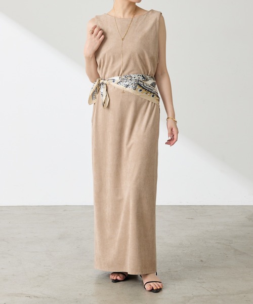 COLLAGE GALLARDAGALANTE（コラージュガリャルダガランテ）の「【OT】スエードライクジャンスカ（ワンピース・レディース・グレイッシュベージュ/ブルー・FREE）」の12枚目の写真