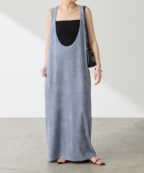 COLLAGE GALLARDAGALANTE（コラージュガリャルダガランテ）の「【OT】スエードライクジャンスカ（ワンピース・レディース・グレイッシュベージュ/ブルー・FREE）」の13枚目の写真