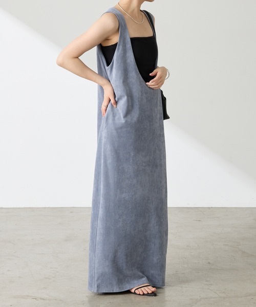 COLLAGE GALLARDAGALANTE（コラージュガリャルダガランテ）の「【OT】スエードライクジャンスカ（ワンピース・レディース・グレイッシュベージュ/ブルー・FREE）」の21枚目の写真