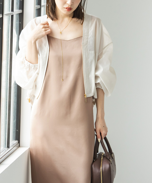 Noble（ノーブル）の「【洗える】ルナサテンコンフォートキャミワンピース（ワンピース・レディース・ネイビー/モカ・FREE）」の7枚目の写真