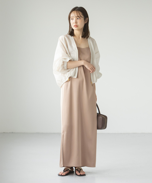 Noble（ノーブル）の「【洗える】ルナサテンコンフォートキャミワンピース（ワンピース・レディース・ネイビー/モカ・FREE）」の11枚目の写真