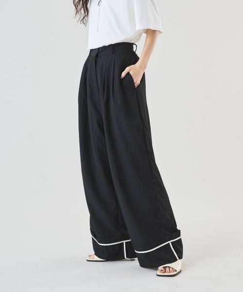Muscat（マスカット）の「裾配色パイピング　タックワイドパンツ（その他パンツ・レディース・ブラウン/グレー/ブラック・F）」の10枚目の写真