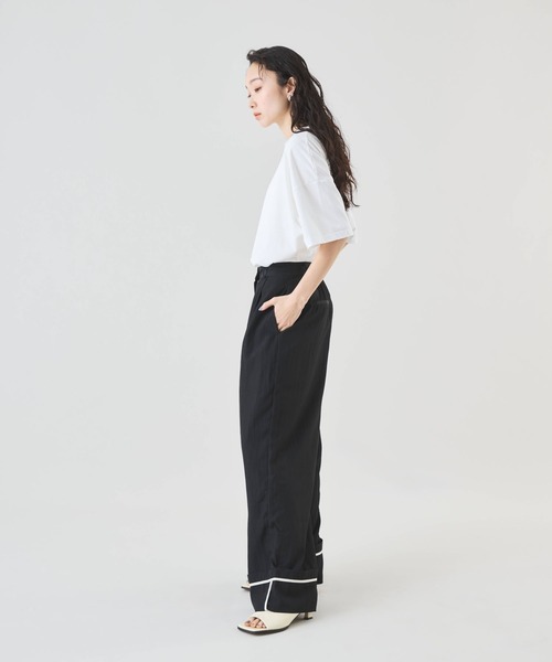 Muscat（マスカット）の「裾配色パイピング　タックワイドパンツ（その他パンツ・レディース・ブラウン/グレー/ブラック・F）」の9枚目の写真