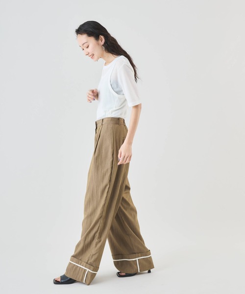 Muscat（マスカット）の「裾配色パイピング　タックワイドパンツ（その他パンツ・レディース・ブラウン/グレー/ブラック・F）」の17枚目の写真