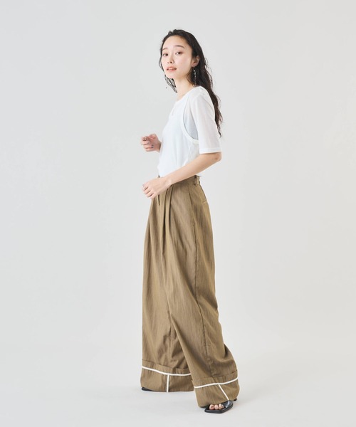 Muscat（マスカット）の「裾配色パイピング　タックワイドパンツ（その他パンツ・レディース・ブラウン/グレー/ブラック・F）」の18枚目の写真