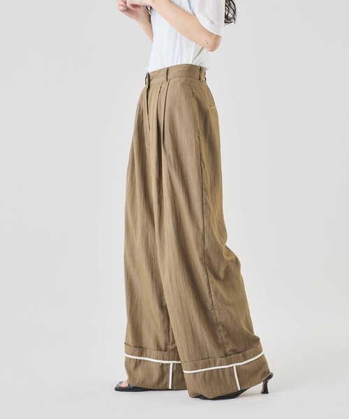 Muscat（マスカット）の「裾配色パイピング　タックワイドパンツ（その他パンツ・レディース・ブラウン/グレー/ブラック・F）」の20枚目の写真