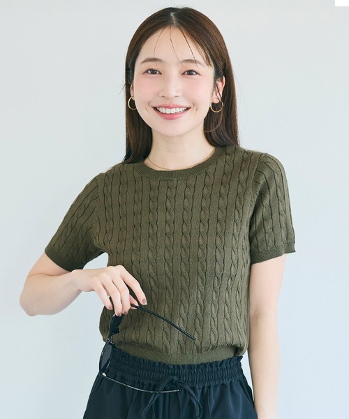 coca(coca)(コカ)の「【西山茉希様着用】ケーブルニットトップス(ニット/セーター・レディース・グレー/アイボリー/ブラック/ダークブラウン/カーキ・L/S/M)」の5枚目の写真