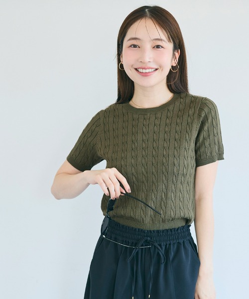coca(coca)(コカ)の「【西山茉希様着用】ケーブルニットトップス(ニット/セーター・レディース・グレー/アイボリー/ブラック/ダークブラウン/カーキ・L/S/M)」の21枚目の写真