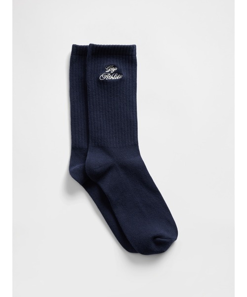 GAP(ギャップ)の「GAPロゴ クルーソックス(ソックス/靴下・メンズ・ネイビー/ベージュ・S/M/M/L)」の1枚目の写真