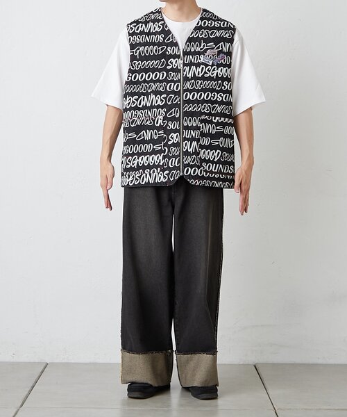 SOUNDSGOOOOD（サウンズグッド）の「■【SG】デニム総柄ロゴベスト（ベスト・レディース・ブラック・ONE SIZE）」の9枚目の写真