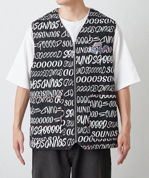 SOUNDSGOOOOD（サウンズグッド）の「■【SG】デニム総柄ロゴベスト（ベスト・レディース・ブラック・ONE SIZE）」の12枚目の写真