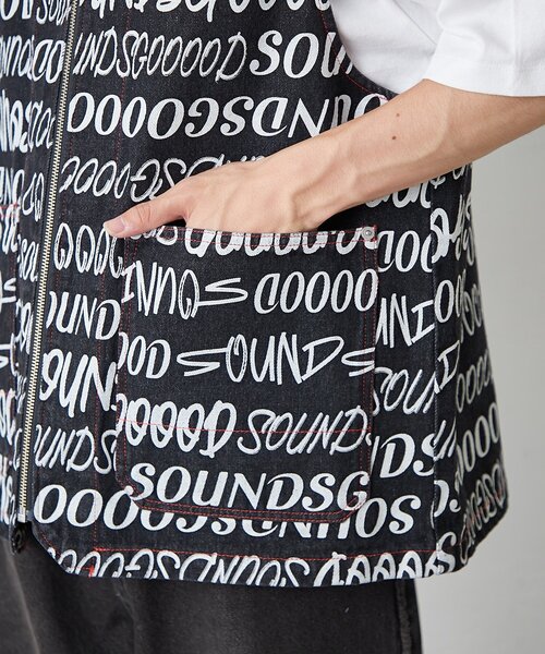 SOUNDSGOOOOD（サウンズグッド）の「■【SG】デニム総柄ロゴベスト（ベスト・レディース・ブラック・ONE SIZE）」の19枚目の写真