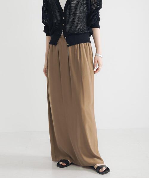 URBAN RESEARCH（アーバンリサーチ）の「キュプラレーヨンギャザーIラインスカート（スカート・レディース・ブラウン/ベージュ・36/38）」の3枚目の写真