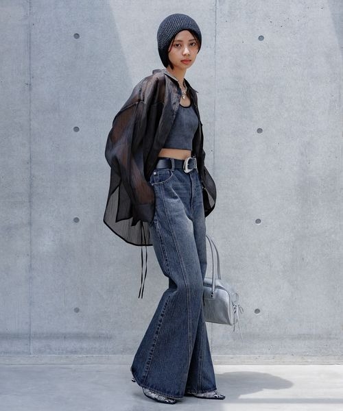 PAGEBOY(ページボーイ)の「ドロストシャーリングシアーシャツ(シャツ/ブラウス・レディース・ブラック/グレー系その他/オフホワイト/レッド・FREE)」の14枚目の写真