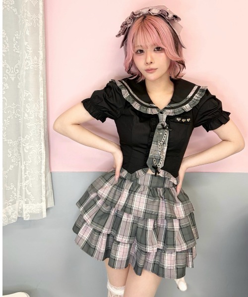 Ank Rouge（アンクルージュ）の「ネクタイブラウス（シャツ/ブラウス・レディース・ブラック/ホワイト/ピンク・M）」の2枚目の写真