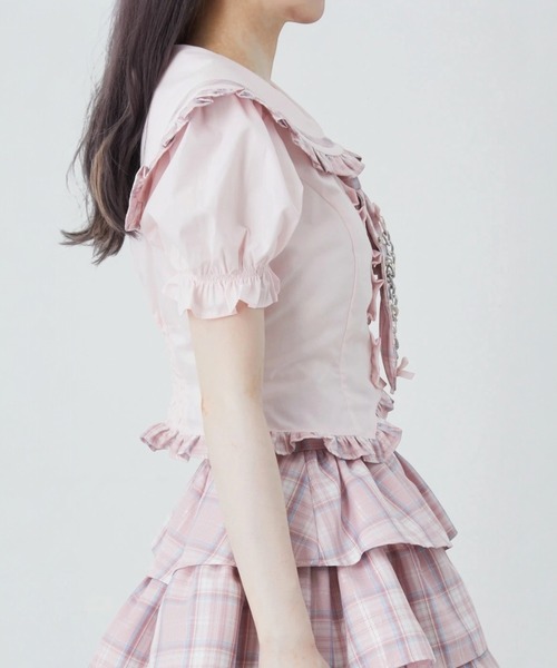 Ank Rouge（アンクルージュ）の「ネクタイブラウス（シャツ/ブラウス・レディース・ブラック/ホワイト/ピンク・M）」の6枚目の写真