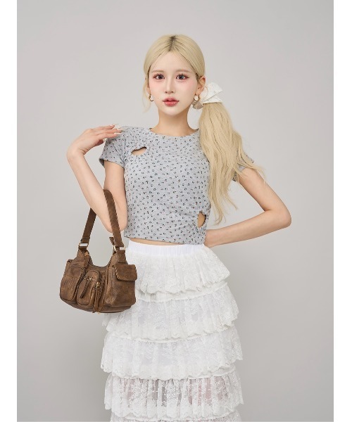 !!!★★★ ダーリッチハートオープンフローラルTシャツ ハートオープンフローラルTシャツ（Tシャツ/カットソー