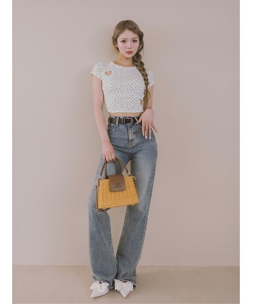 !!!★★★ ダーリッチハートオープンフローラルTシャツ ハートオープンフローラルTシャツ（Tシャツ/カットソー