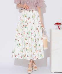 フルーツプリントギャザー切替スカート