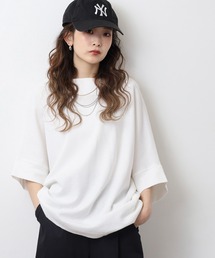 コットンワッフル7分袖ドルマンTシャツ