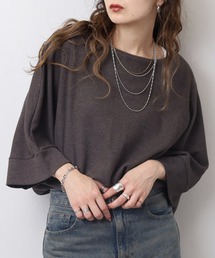 コットンワッフル7分袖ドルマンTシャツ
