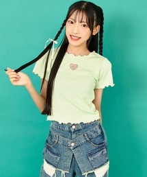 ANAP GiRL（アナップガール）の「ハートアキ メローリブ トップス（Tシャツ/カットソー）」