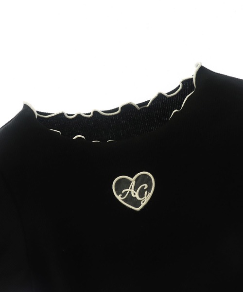 ANAP GｉRL（アナップガール）の「ハートアキ メローリブ トップス（Tシャツ/カットソー・キッズ・ホワイト/ブラック/ライム・S/M/XS）」の19枚目の写真