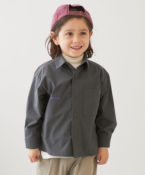 devirock(デビロック)の「撥水 ビッグシルエット ワークシャツ(シャツ/ブラウス・キッズ・グレイッシュベージュ/スミクロ/ブルー系・100cm/110cm/120cm/130cm/140cm/150cm/160cm)」の1枚目の写真