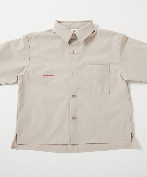 devirock(デビロック)の「撥水 ビッグシルエット ワークシャツ(シャツ/ブラウス・キッズ・グレイッシュベージュ/スミクロ/ブルー系・100cm/110cm/120cm/130cm/140cm/150cm/160cm)」の13枚目の写真