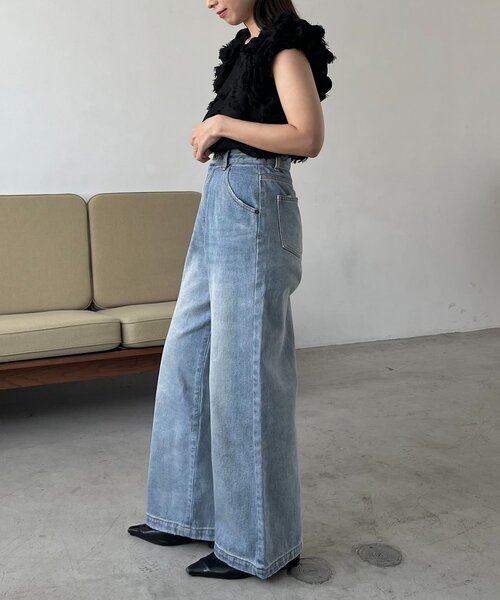 カプリシュレマージュ　ストレートルーズワイドデニム カプリシュレマージュ ストレートルーズワイドデニム 3サイズ