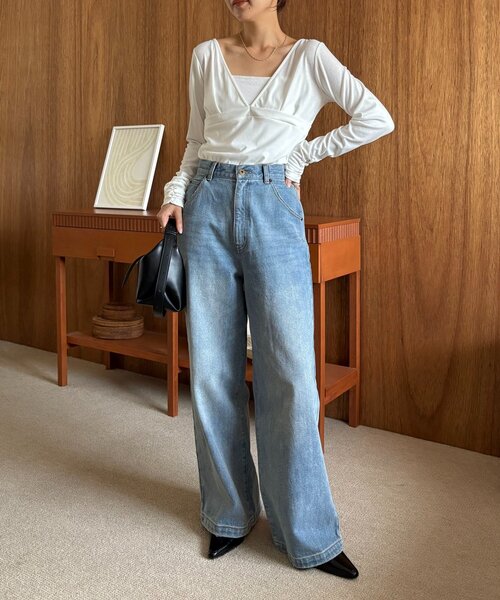 3サイズ展開】ストレートルーズデニム（デニムパンツ