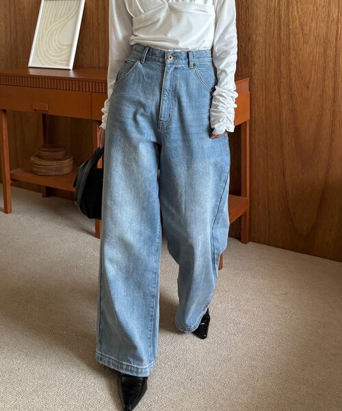 CAPRICIEUX LE'MAGE（カプリシューレマージュ）の「【3サイズ展開】ストレートルーズデニム（デニムパンツ・レディース・ブルー・38/PS/36）」の22枚目の写真