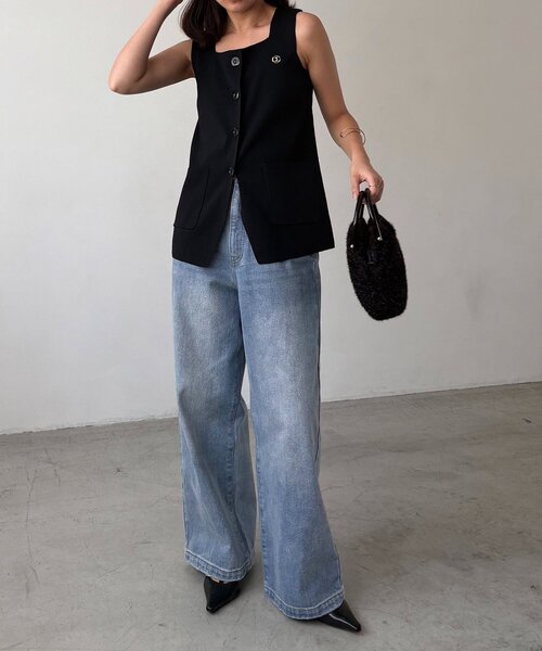 CAPRICIEUX LE'MAGE（カプリシューレマージュ）の「【3サイズ展開】ストレートルーズデニム（デニムパンツ・レディース・ブルー・38/PS/36）」の4枚目の写真